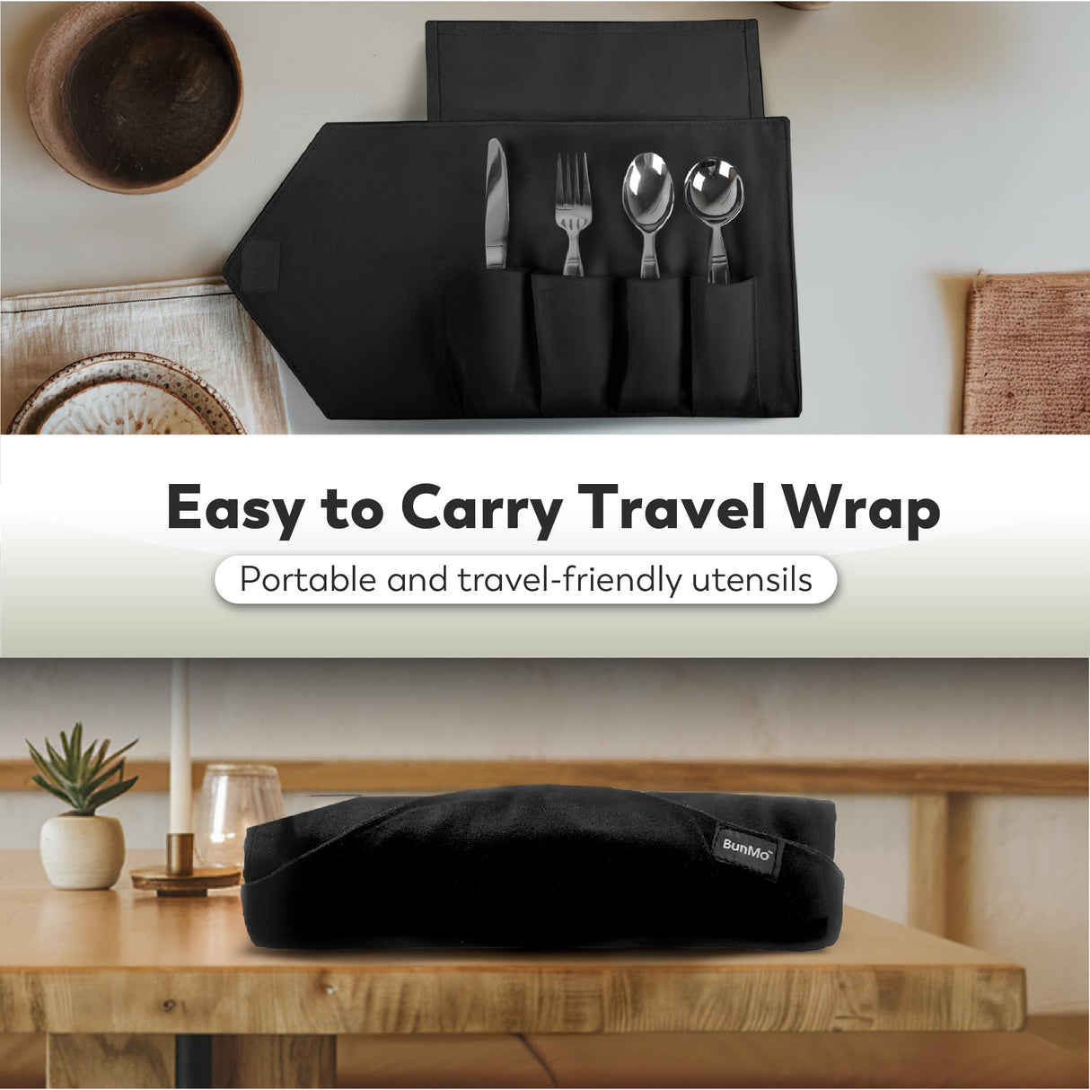 BUNMO Utensils for Elderly, Arthritis, Weak Hand Grip & Handicapped - Convenient Travel Pouch - for Tremors and Parkinsons Patients - Stainless Steel - Eat Independently - Weighted 4 Piece Set