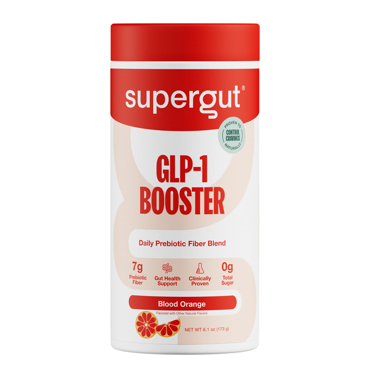 Supergut Gut Healthy Flavored GLP-1 Booster, Blood Orange - High Fiber GLP-1 Supplement Powder for Women & Men - Sugar-Free Drink Mix for Gut Health & Digestive Support (18 Servings)