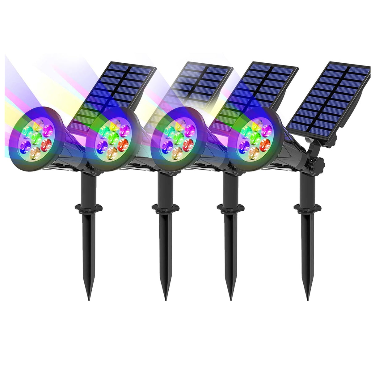 T-SUN Solar Spotlights for Outsides, Christmas Solar Lights Outdoor Waterproof, Color Changing Solar Landscape Spotlights, Auto ON/Off Solar Garden Pond Light for Yard, Trees, Driveway, Patio(4 Pack)