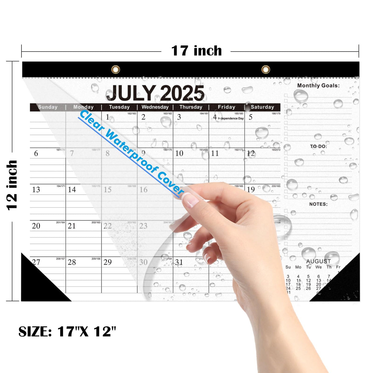 Wall Calendar 2025-2026 with Julian Date,Desk Calendar Wall Calendar from July 2025 to December 2026,18 Months Calendar 17"×12" Thick Paper for Office School Home