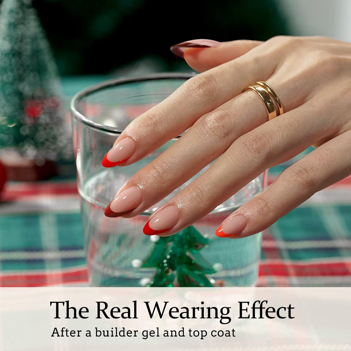 BTArtboxnails XCOATTIPS Red French Tip Press on Nails - Red French Tip Nails Almond, Christmas Press on Nails Short, Soak Off Soft Gel Nail Extension 160Pcs