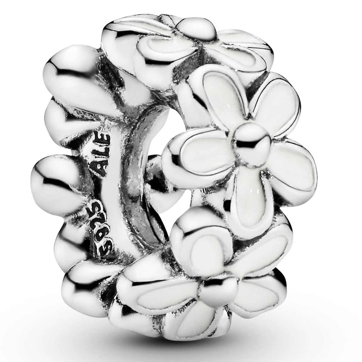 PANDORA White Daisy Flower Spacer Charm - Jewelry for Women with Gift Box - Compatible Moments Charm Bracelets - Sterling Silver
