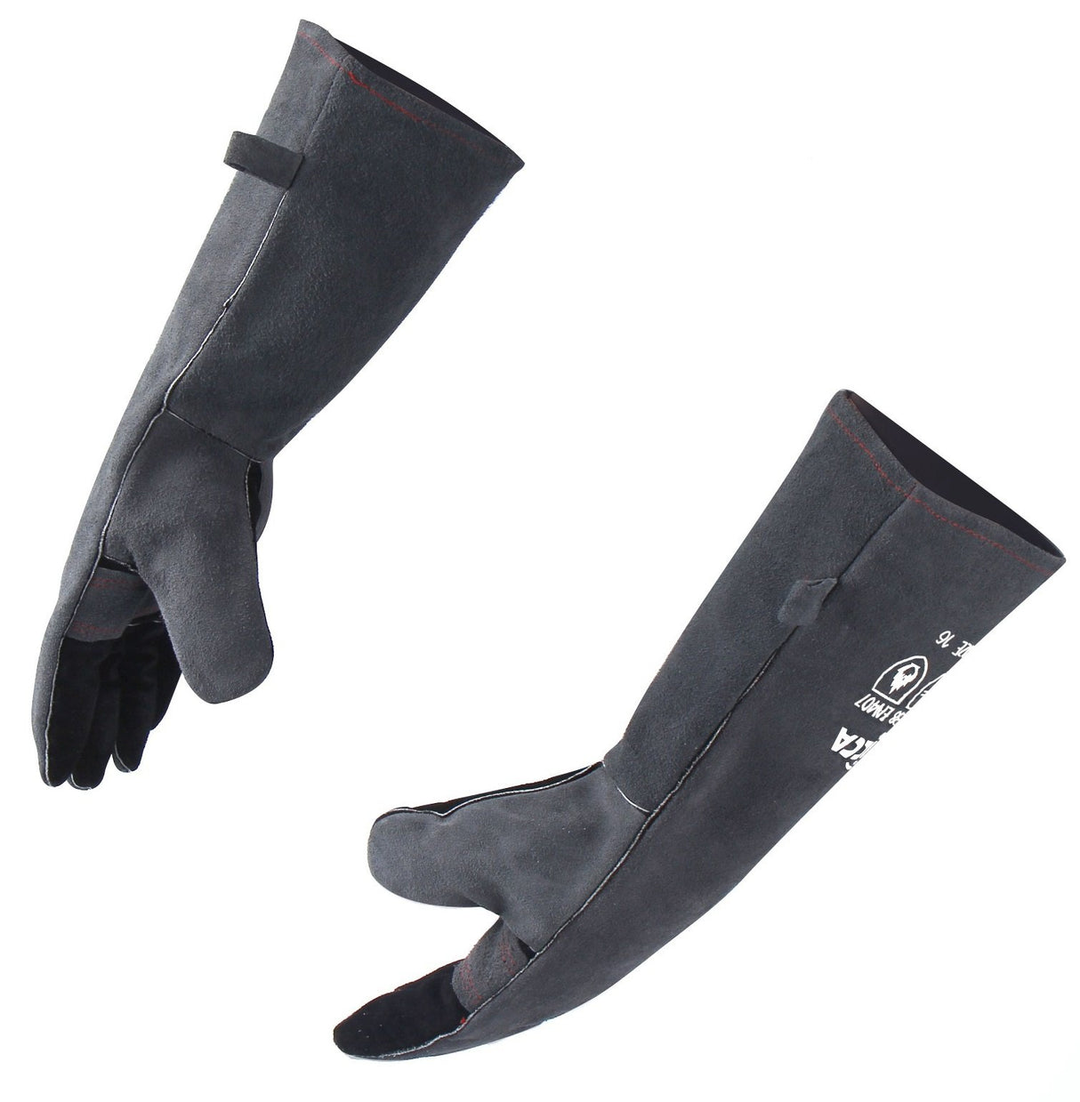 RAPICCA Fireplace Gloves Fire Heat Resistant: Grey 16IN 662℉- Fireproof Leather for Fireplace Fire pit Wood stove Campfire Furnace BBQ Grill Oven Stick Mig Welding Welder Gear - Birthday Gift for men