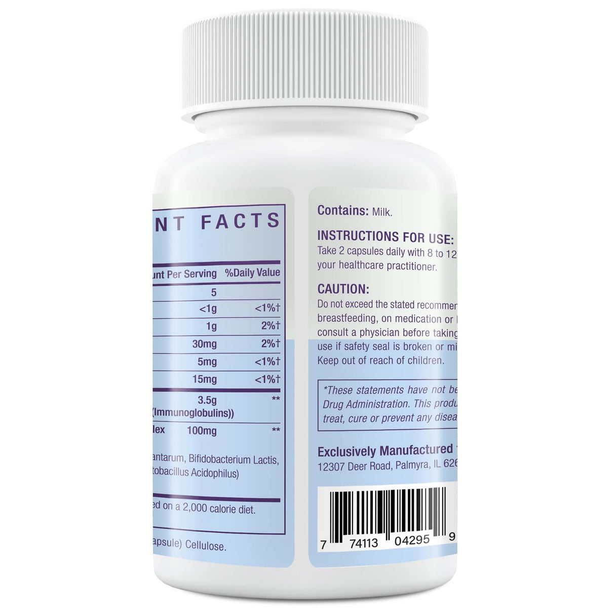 Yonrave Bovine Colostrum Capsules Supplement 1300mg - Extra High 60% IgG Bovine Colostrum - Gut, Bone, Exercise, Immune - 120 Capsules