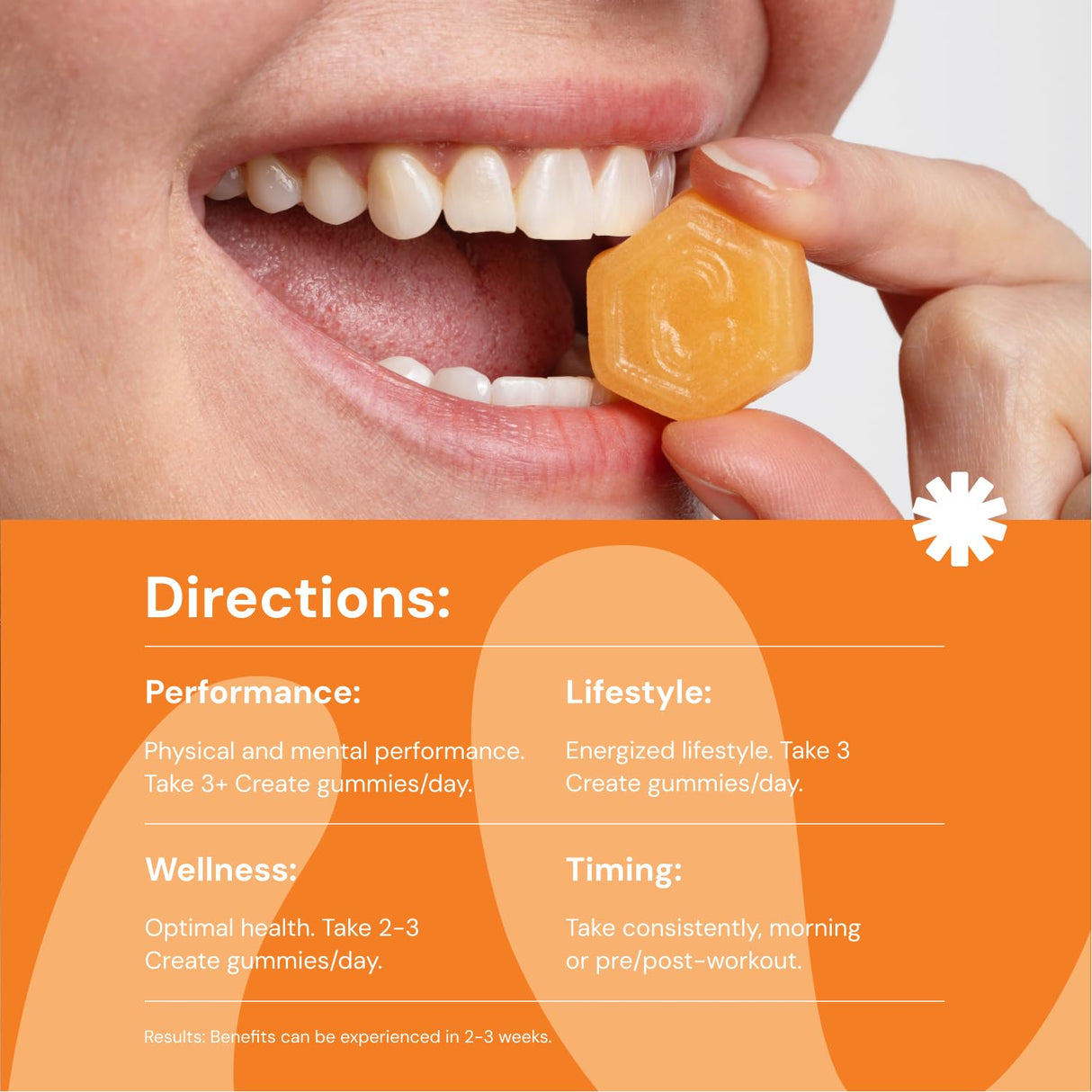 Create Creatine Monohydrate Gummies for Men & Women, Boost Focus, Strength, and Endurance, Anti-Melting Formula, Vegan, Gluten-Free, Non-GMO, 1.5g of Creatine per Gummy (Orange, 90 ct)