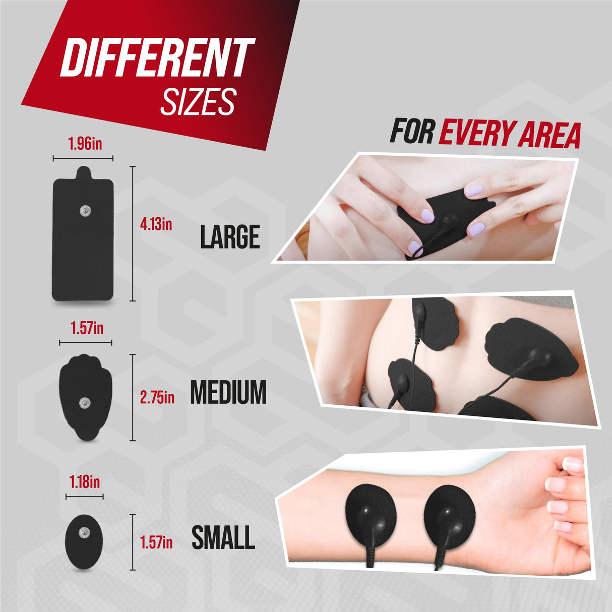 Reusable Electrode Pads for TENS EMS Unit, 20 Replacement Premium Pads and 1 Plastic Holder, Gray