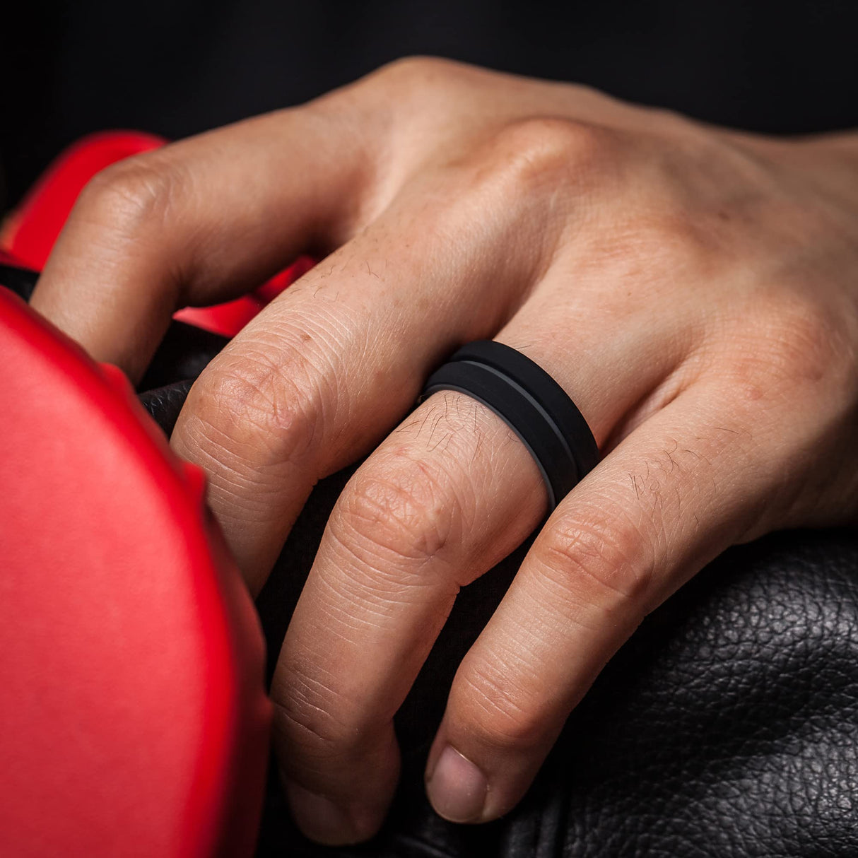 ThunderFit Silicone Wedding Rings for Men, Breathable, Brushed Top