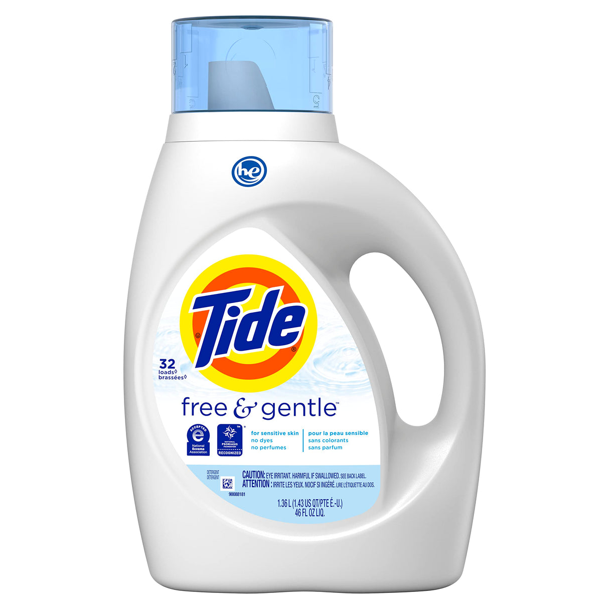 Tide Free & Gentle Laundry Detergent Liquid Soap, 32 Loads 46 Fl Oz