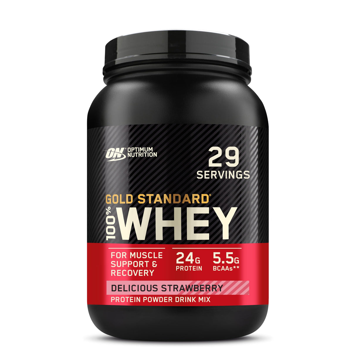 Optimum Nutrition Gold Standard 100% Whey Protein Powder, Delicious Strawberry, 2 Pound (Packaging May Vary)