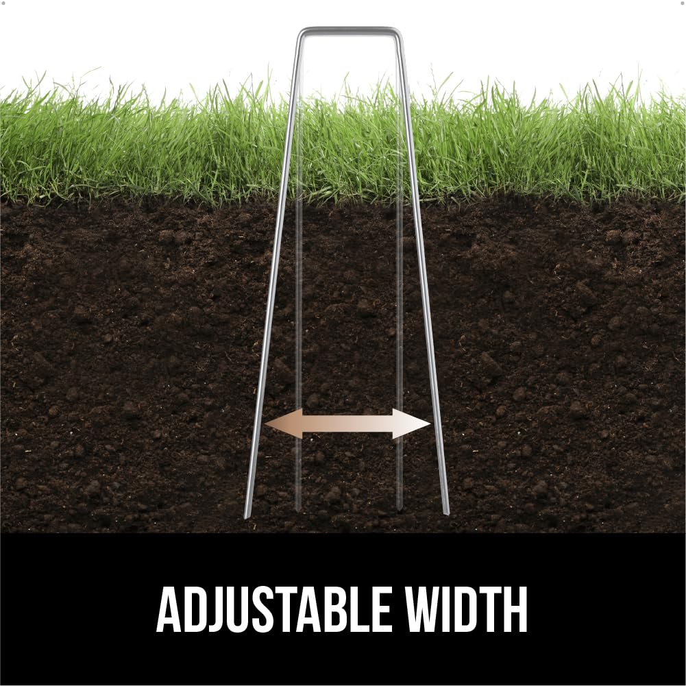 GORILLA GRIP Premium Landscape Staples 200 Pack 6 Inch, Heavy Duty 11 Gauge Galvanized Steel Garden Stakes, Sharp Rust Resistant Landscaping Pins, Lawn Anchors Weed Barrier Fabric, Sod, Irrigation