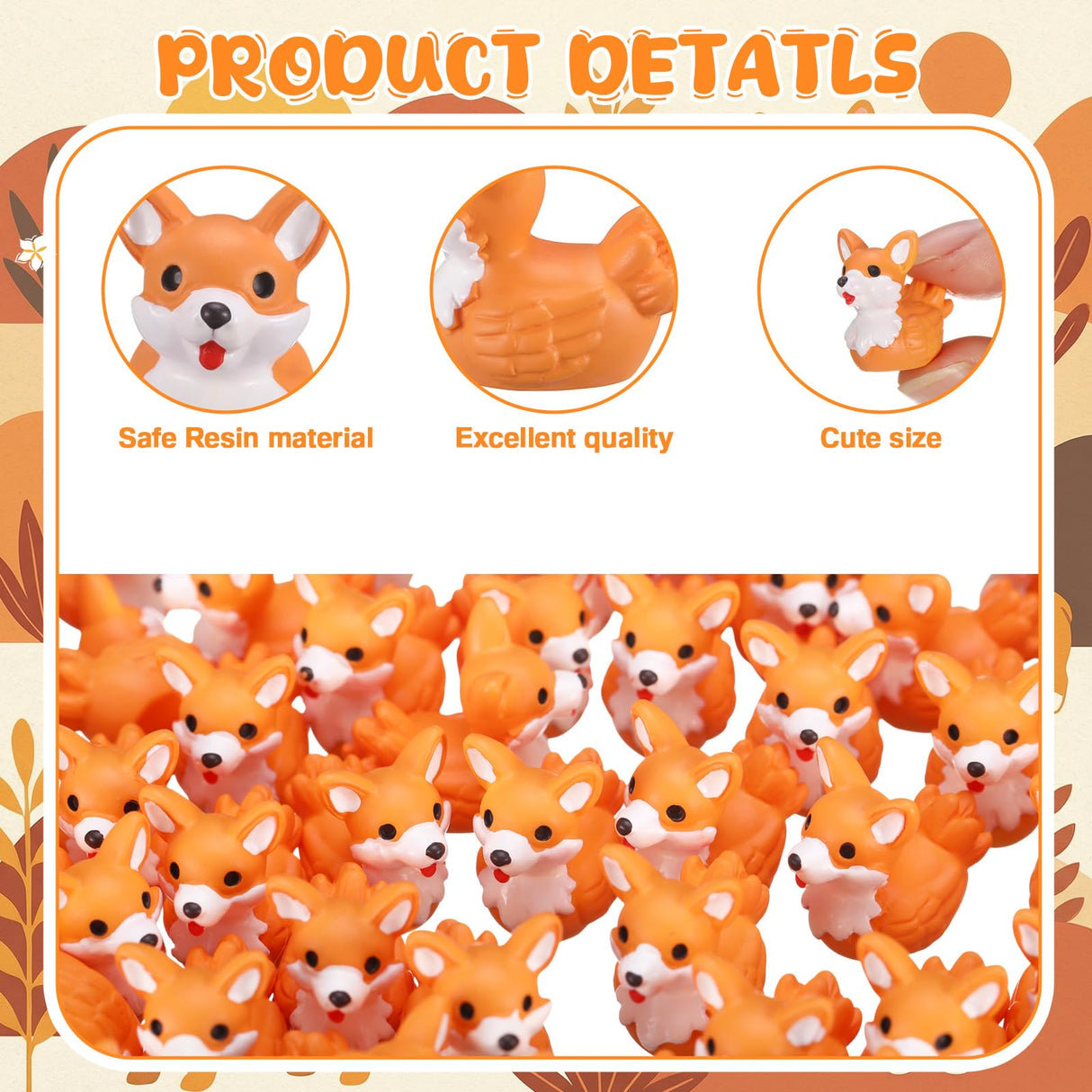 Geelin 50 Pcs Mini Corgi Duck Figurine Bulk Resin Tiny Duck Figurines Small Dog Statue for Fairy Garden, Miniature Terrariums, Animal Gift Bag Fillers, Dog Lovers Gifts