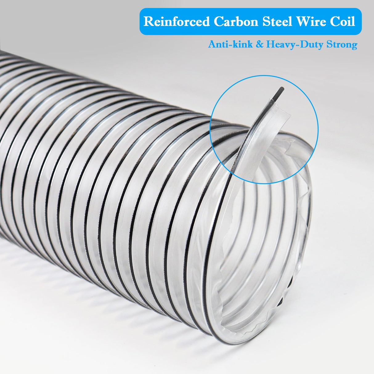 2-1/2" x 20' PVC Dust Collection Hose,2.5 Inch Dust Collector Hose,Dust Vacuum Hose Tube Pipe Flexible Clear PVC Fume Hose w/Carbon Steel Wire for Woodworking,Workshops,Dust Collectors
