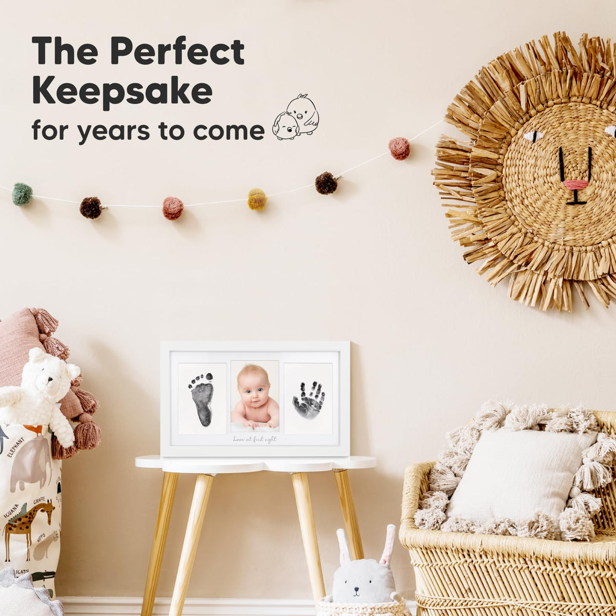 Inkless Hand and Footprint Kit, Boy Girl Newborn Keepsake (Alpine White)