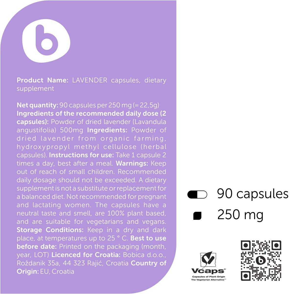 Organic Lavender Capsules - Lavender Pills for Relaxation and Balance - Supports Calm Mind and Body - Natural Supplement - Non-GMO, Gluten-Free – 90 Vegan Capsules