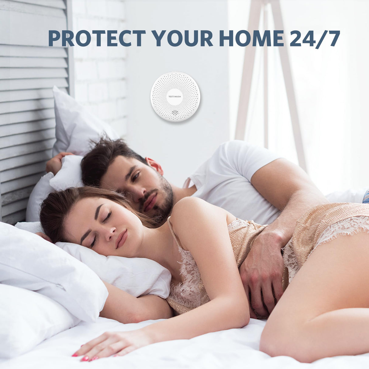 Smoke Detector Carbon Monoxide Detector Combo, HATHEPHS 10-Year Battery Slim Smoke & CO Alarm with Large Test/Silence Button, Adhesive & Screws Included