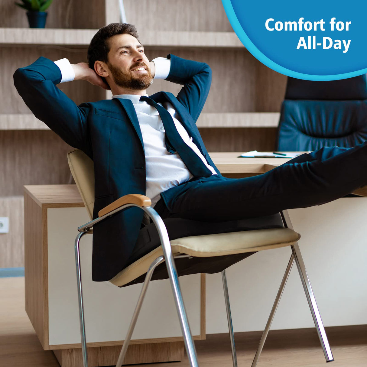 CloudBliss Large Office Chair Seat Cushion, Cooling Gel Enhanced Memory Foam for Long Sitting - Back, Sciatica, Coccyx, Tailbone Pain Relief Pillow - for Wheelchair,Office, Gaming, Car - Black