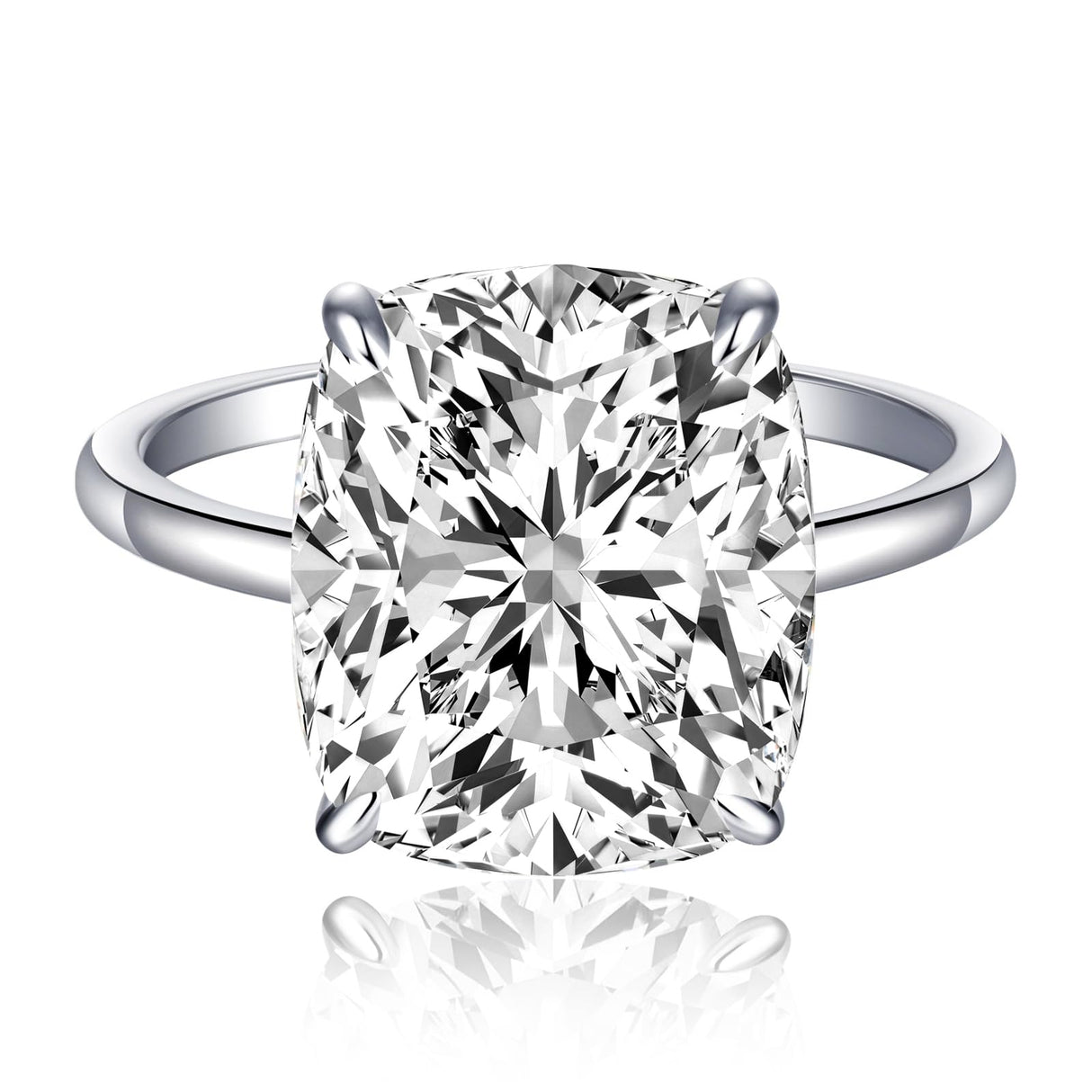 AVECON 5CT Elongated Cushion Cut Engagement Ring for Women, Promise Wedding Cubic Zirconia White Gold Plated Band Size 7