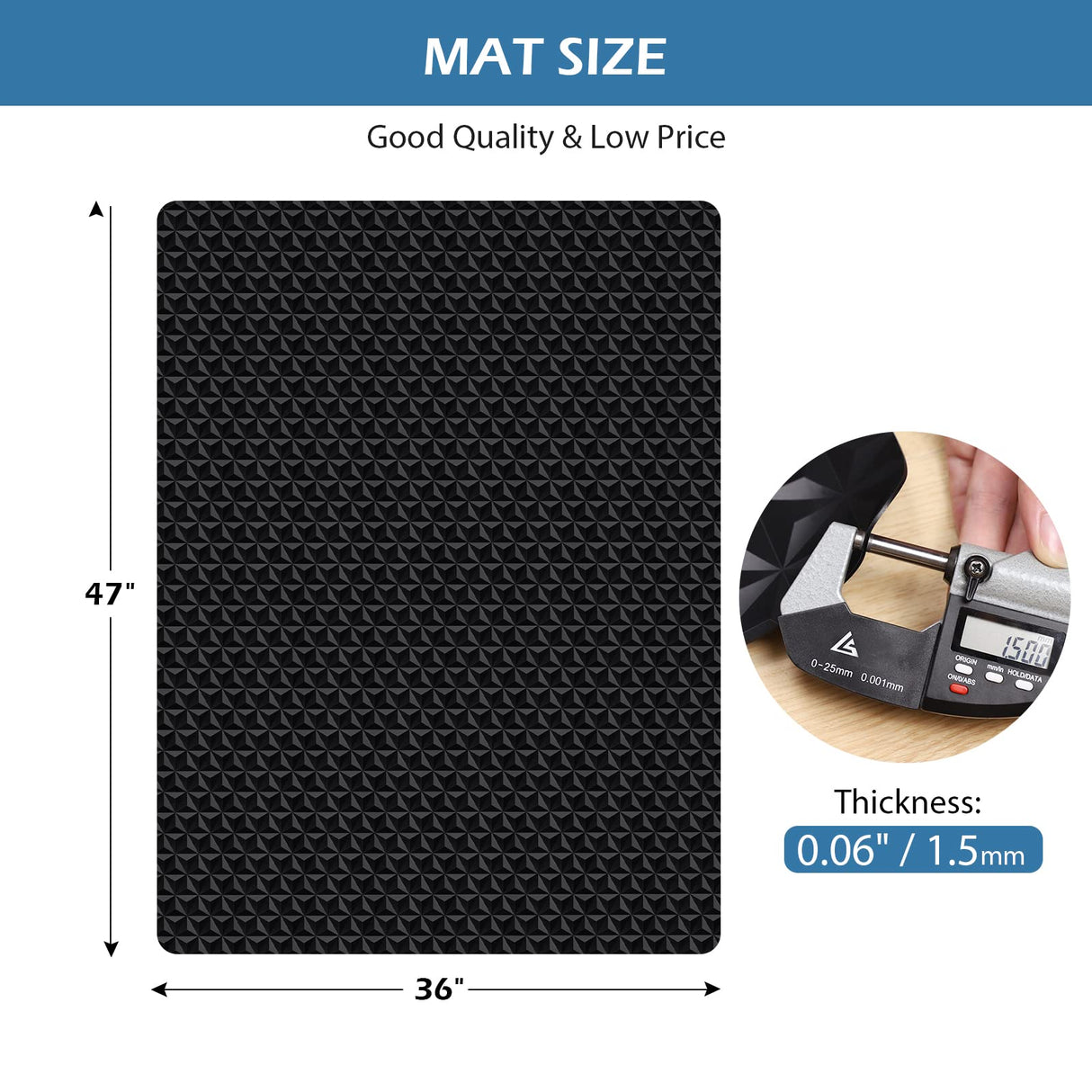 SALLOUS Chair Mat for Hard Floor, 47" x 36" Vinyl Gaming Chair Mat for Hard Surface, Multi-Purpose Hard Floor Protector Desk Chair Mat for Home Office (Black)