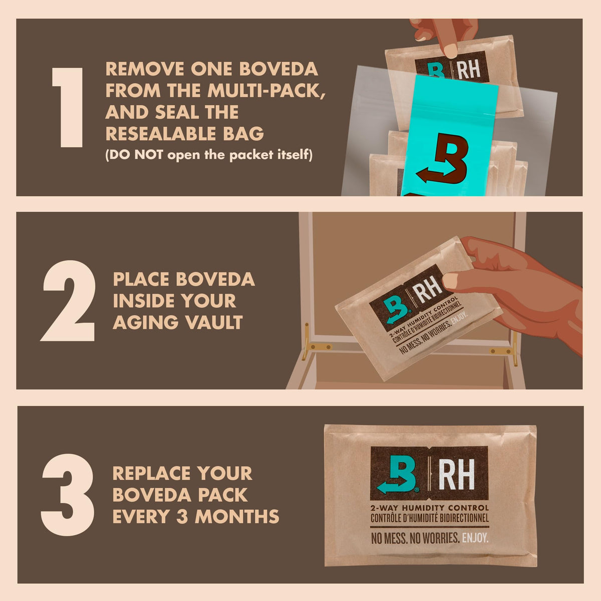 Boveda 72% Humidity Control Packs, Size 60, 4-Pack - for Dry Environments