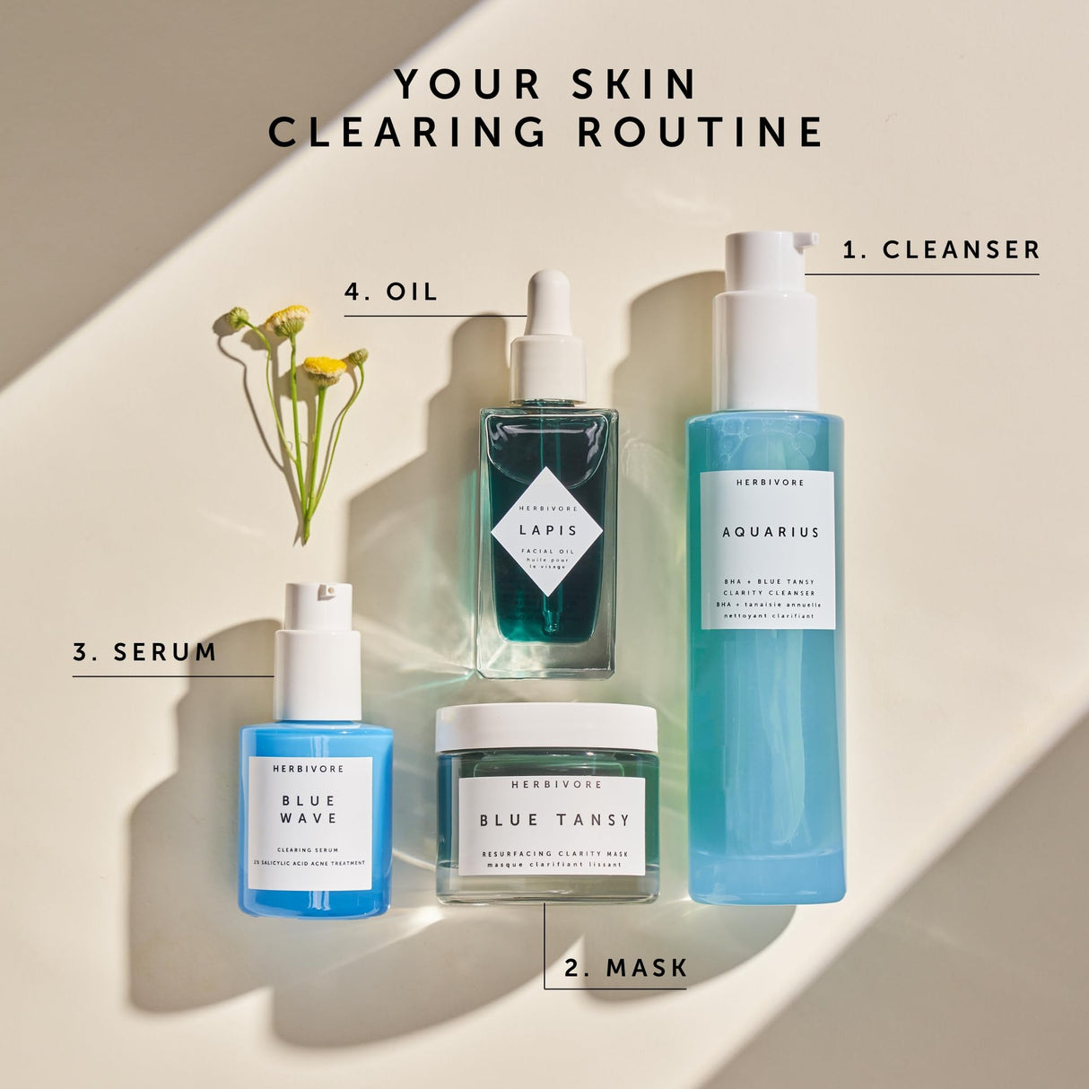 HERBIVORE Blue Tansy BHA & Enzyme Pore Refining Mask - Naturally Clarifies Acne, Blemishes & Redness, Vegan & Cruelty-Free, 60 mL / 2.02 oz