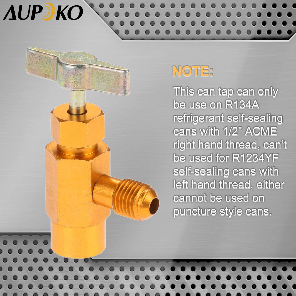 R134A Self-Sealing Can Tap with Right Hand Thread, R134A Valve Tool Bottle Opener with 1/2" Female R-H Thread and 1/4’’ SAE Male Connector, Fits for R134A Automotive Air Conditioning Charging