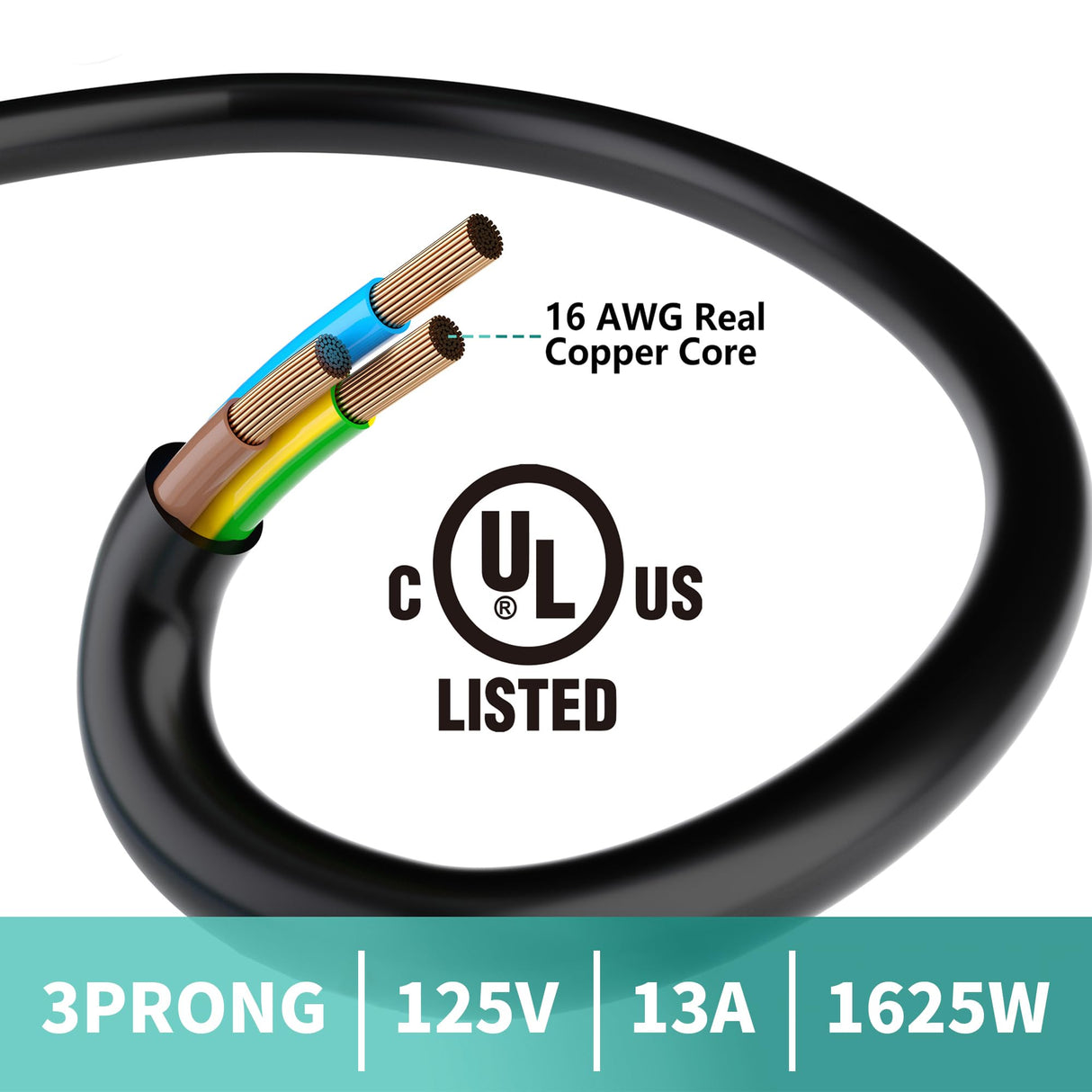 2 Way Power Extension Cord Splitter 20 Ft Total (8+6+6)-3 Prong 1 to 2 Extension Cord Cable Y Splitter-Outlet Adatper-SJTW Outdoor for Halloween Christmas Lighting Landscaping-16AWG 13A 125V-UL-1T2