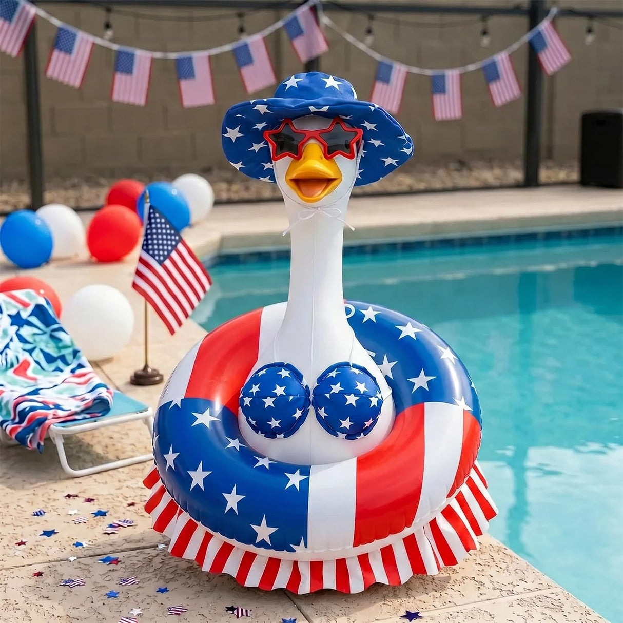 Atcarmor 4th of July Bikini Porch Goose Outfit Patriotic 23 Inch Summer Porch Goose Outfit for Independence Day 250th Anniversary