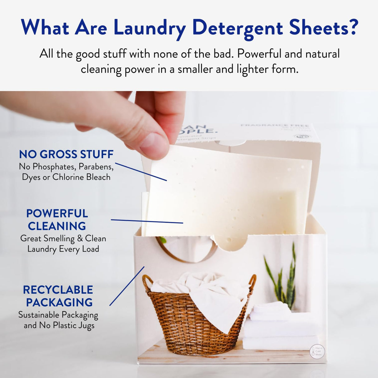 The Clean People Laundry Detergent Sheets - Laundry Soap - Ultra Concentrated, Recyclable Packaging, Stain Fighting - Peppermint, 192 Pack