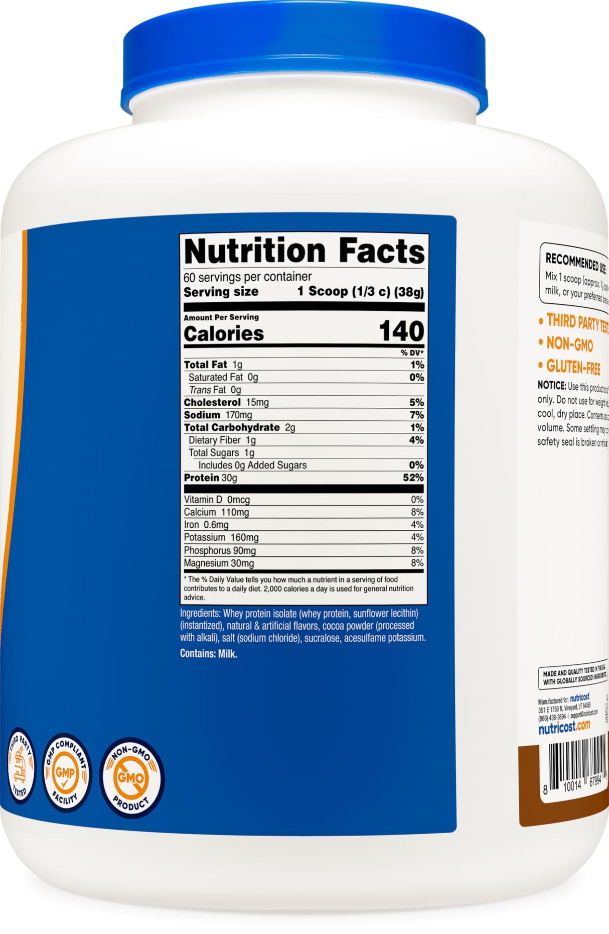 Nutricost Whey Protein Isolate (Mocha) 5LBS - Gluten Free & Non-GMO