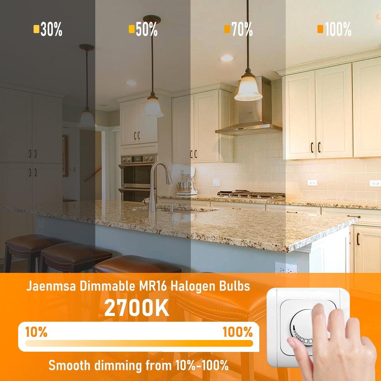 Jaenmsa MR16 Halogen Bulbs 50W,6 Pack 12V 50W MR16 Light Halogen Bulbs 2 Pin GU5.3 Base Dimmable with Clear Glass Cover,High Output 2700K Warm White mr16 Light Bulb for Landscape Lights, Track Lights