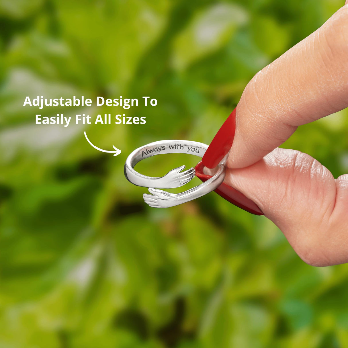 To My Daughter Hug Ring by Hope Rings – Inspirational 304 Stainless Steel Jewelry with “Always With You” Message – Adjustable Ring for Women – Tarnish Free Jewelry Gift for Her – Birthday Gift for Her