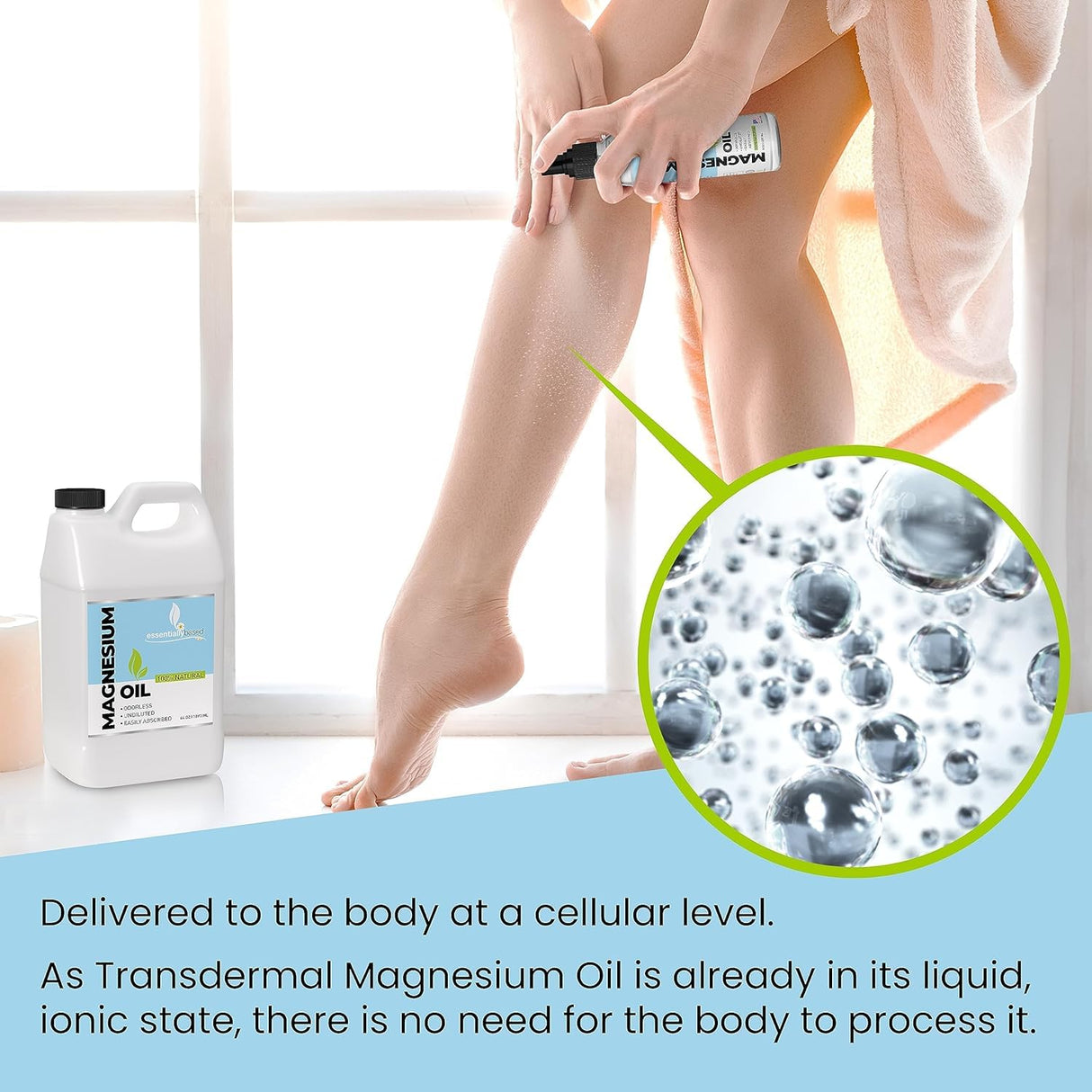 Pure Magnesium Oil Spray 64oz - Topical Magnesium Spray for Sleep Extra Strength - Less Sting - Less Itch - 100% Natural and Organic Oil - Made in USA