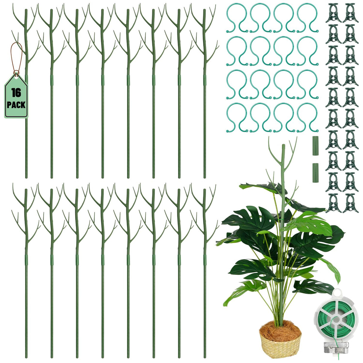 16 Pack Plant Support Stakes, Detachable Monstera Climbing Stakes