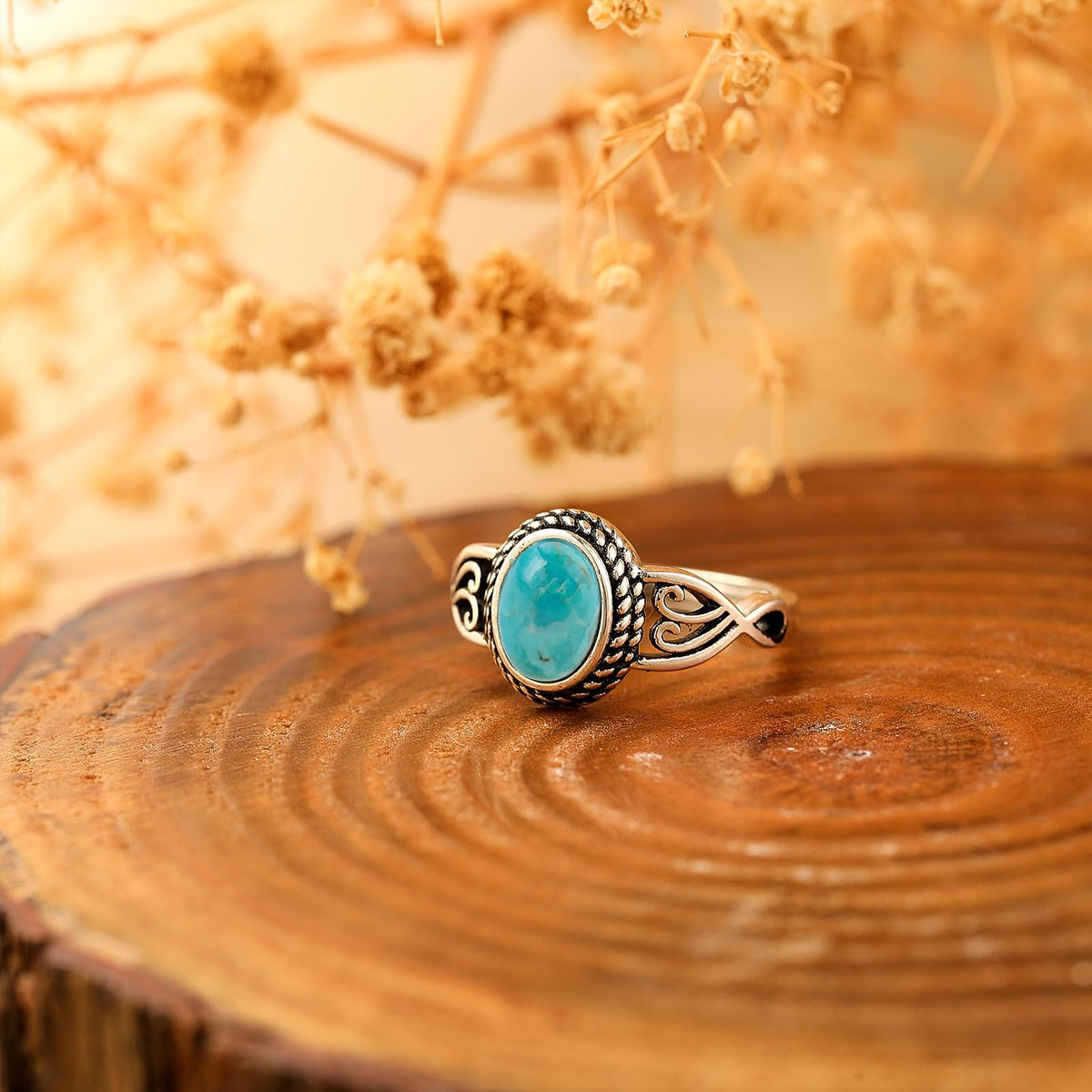 AVECON Adjustable Turquoise Rings for Women, Size 6-9