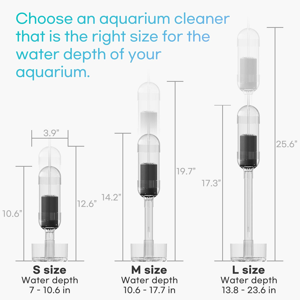 IRUZIO 2‑in‑1 Aquarium Gravel Cleaner Vacuum, Small — Air‑Pump‑Driven, Near‑Zero Water Loss, Quiet 45‑50 dB, Fits 7‑10.6 in Water Depth (Measured from Substrate)