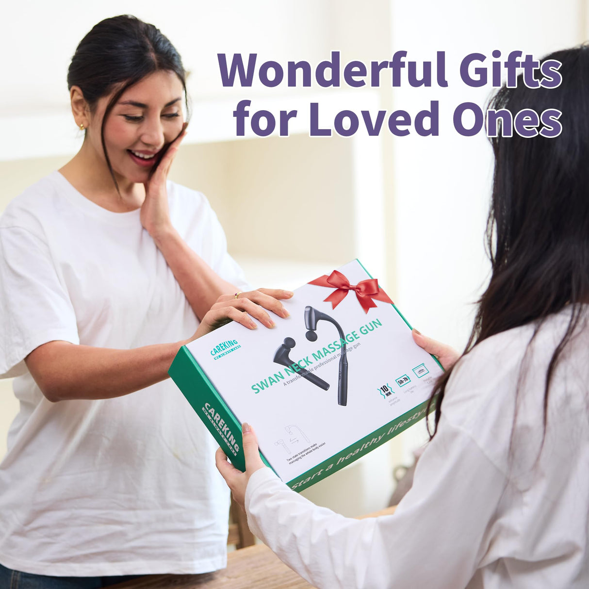 CAREKING 2-in-1 Detachable Muscle Massage Gun Deep Tissue with 20'' Extension Handle, Back and Neck Massager for Pain Relief, Handheld Massager for Shoulder Lower Back Leg Waist, FSA HSA Eligible