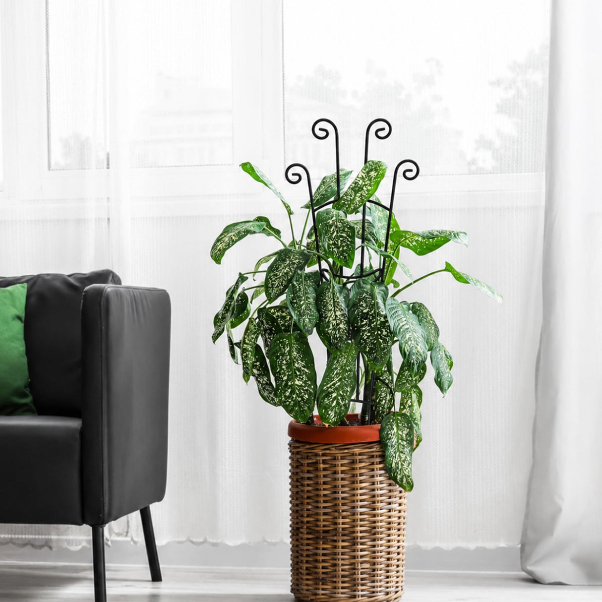 Xeeol 32.6in Plant Trellis for Climbing Plants Indoor, Expandable Large Metal Trellis for Potted Plants, Heavy-Duty Tall Pothos Plant Climber Support for Ivy Pothos Hoya Monstera, 4P