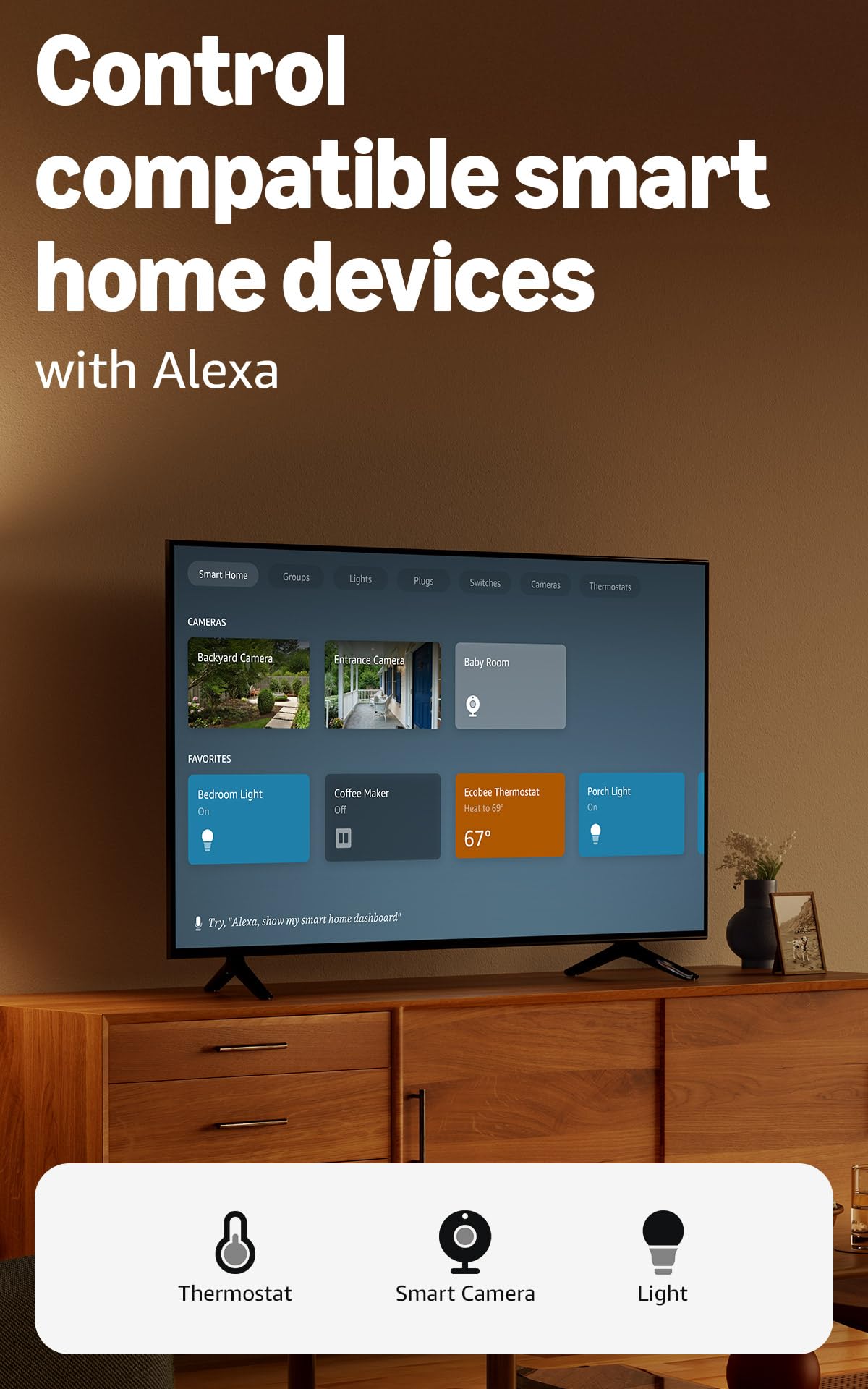 Amazon Fire TV Stick HD, free and live TV, Alexa Voice Remote, smart home controls, HD streaming