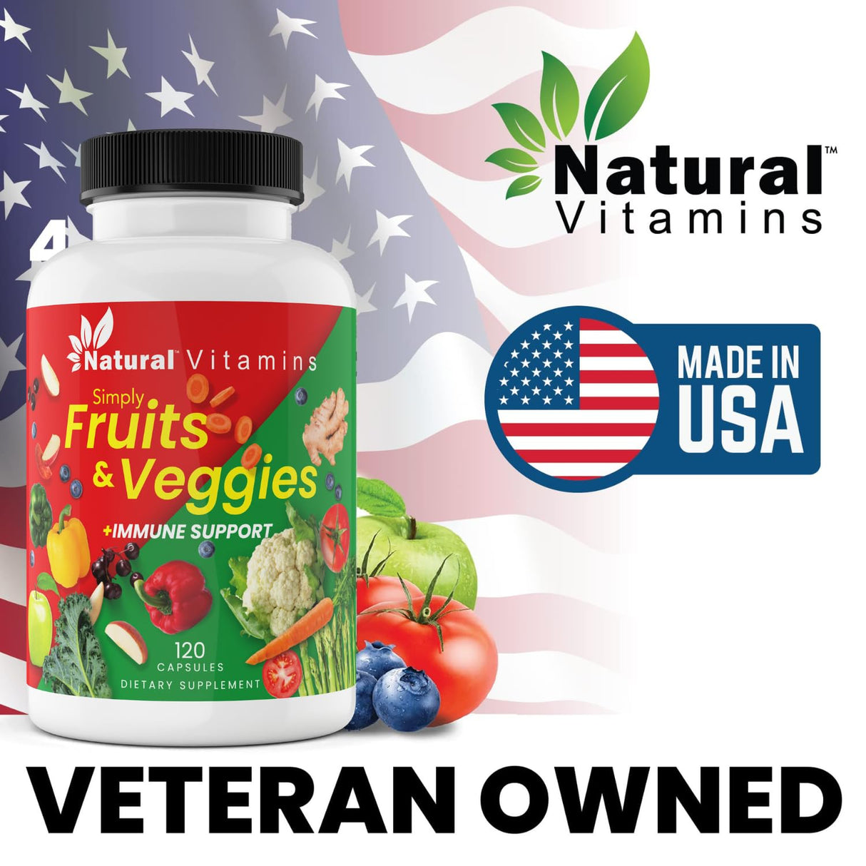 Fruits & Veggies Supplement Capsules - High-Potency Daily Wellness Blend - Packed with Essential Vitamins, Antioxidants, and Minerals - Supports Balanced Nutrition & Optimal Health (Red & Green)