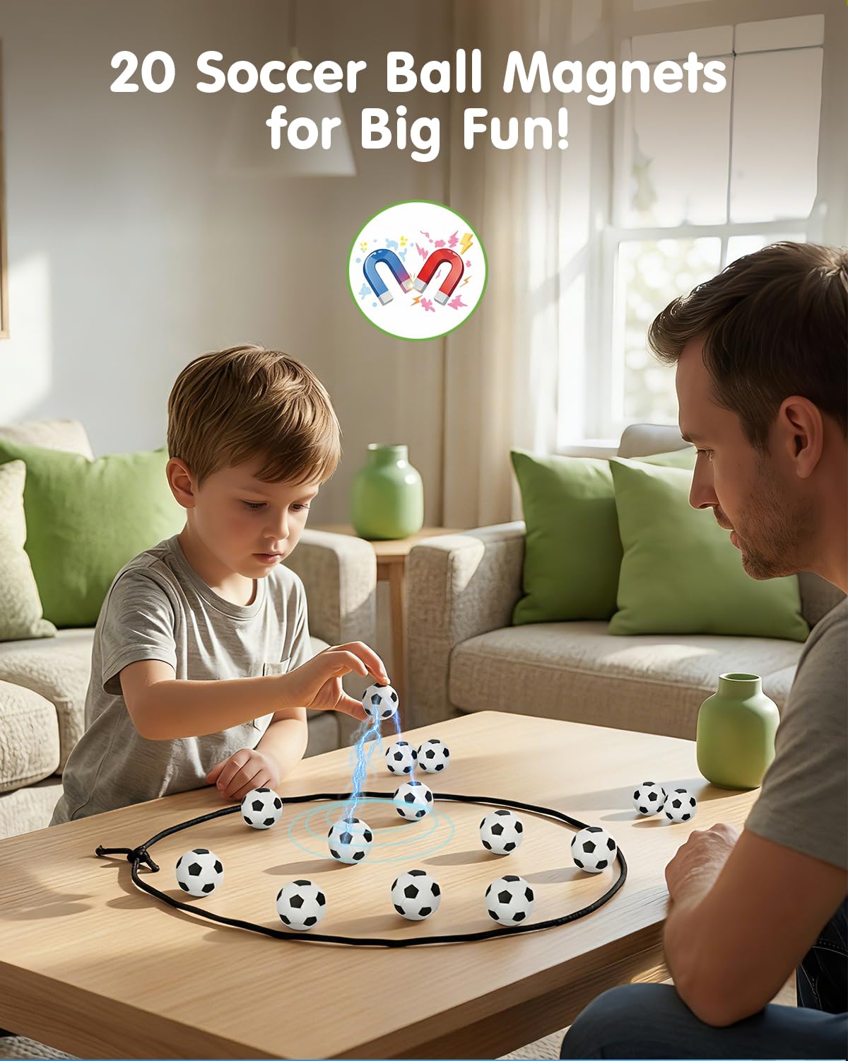 Nevzan Soccer Magnetic Game with String & 20 Football-Shaped Stones