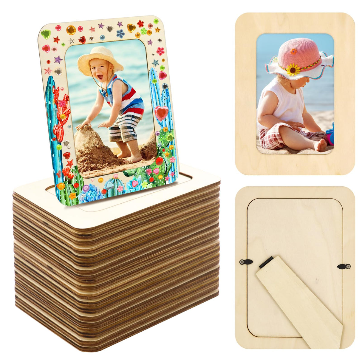 RYKOMO 30 Pack Wooden Picture Frames for Crafts, Wooden Frames for 4 x 6 Photos, Unfinished Wood Frame for Thanksgiving Christmas Gift Halloween Party Decorate DIY Art Projects