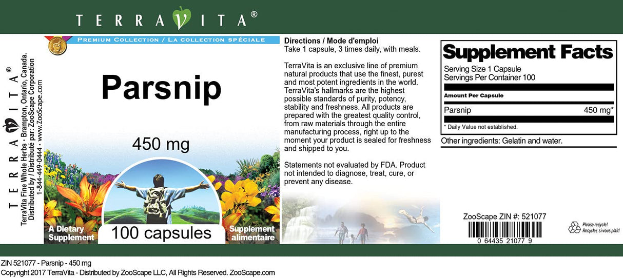 Parsnip - 450 mg (100 Capsules, ZIN: 521077)