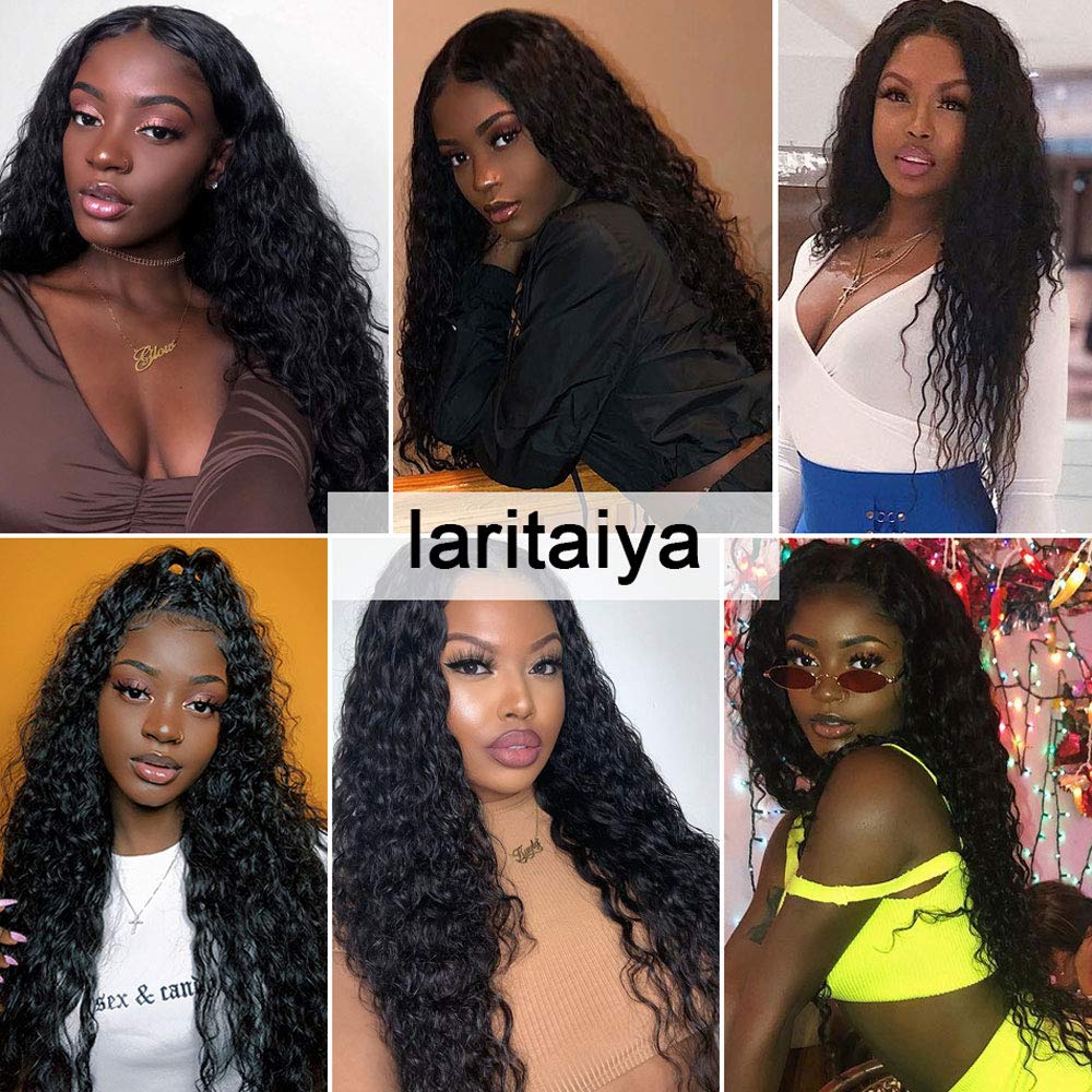 9A Brazilian Human Hair Water Wave Bundles (18 20 22 24) Unprocessed Virgin Human Hair Extensions Wet and Wavy Hair Curly Wavy 100% Human Hair Can Be Dyed Natural Color Laritaiya