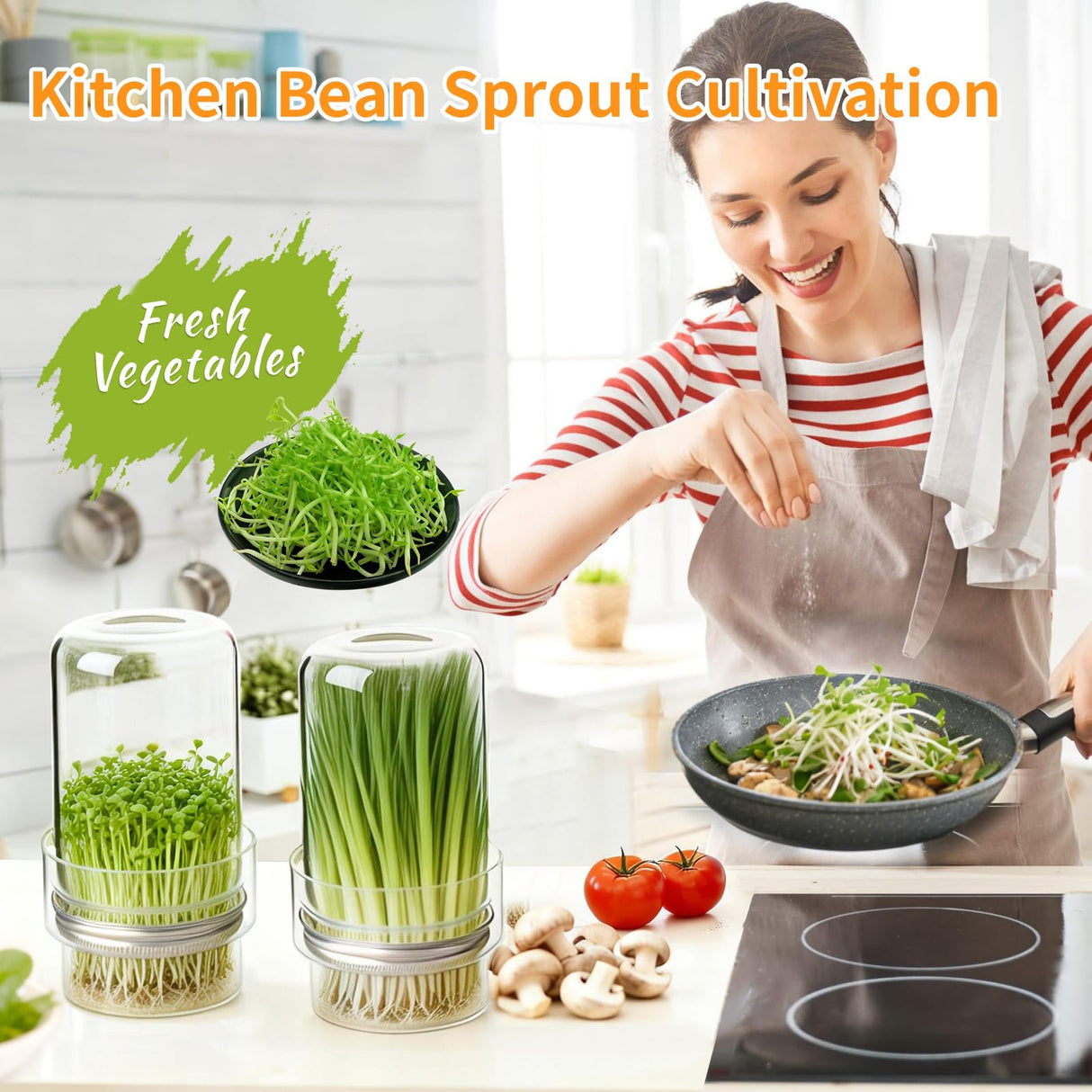 Elitrivox Sprouting Jar Kit, 2 Pack Wide Mouth Quart Mason Jars | Broccoli, Microgreens, Alfalfa Sprout Jar | Perfect for Home Gardeners, Health Enthusiasts & Vegan Diets