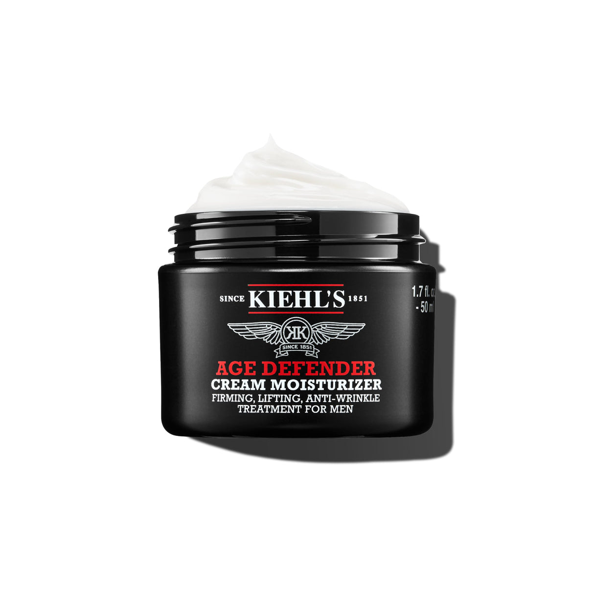 Kiehl's Age Defender Cream Moisturizer, Firming & Lifting Anti-Aging Treatment for Men, Gently Exfoliates, Minimizes Look of Fine Lines & Wrinkles, with Capryloyl Salicylic Acid & Caffeine - 1.7 fl oz