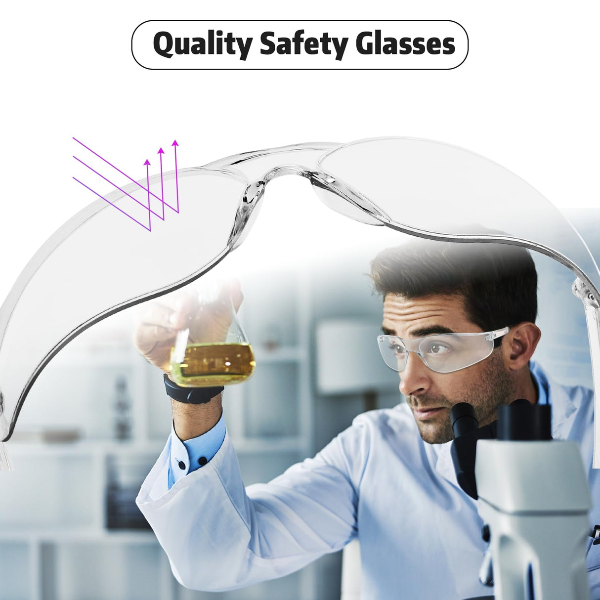 Salfboy Clear Safety Glasses Bulk of 10 ANSI Z87.1 Protective Eyewear Scratch-Resistant for Work, Lab, Construction