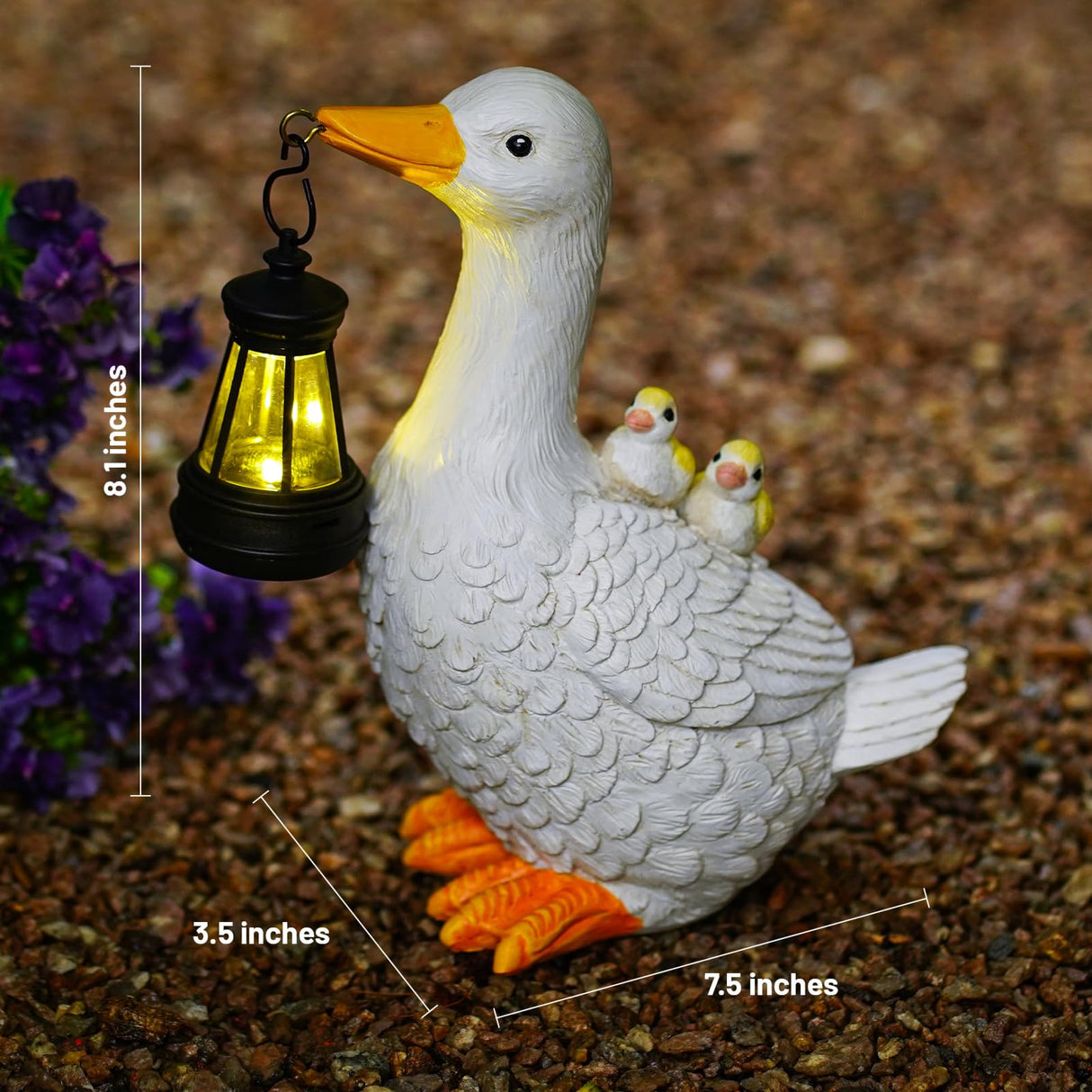 QZQRMZ Solar Powered Duck Garden Statue with LED Lights, Waterproof Resin, Outdoor Decor for Patio, Lawn, Yard, Pond (Style 1)