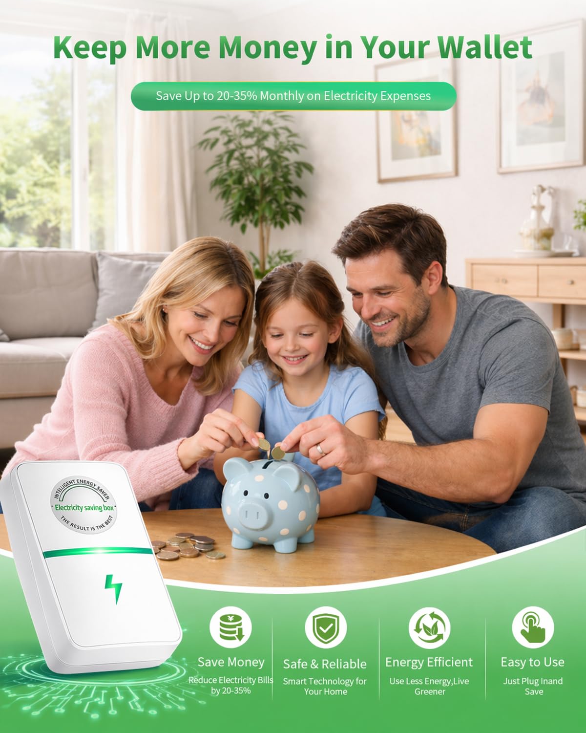 8PCS Power Plug Pro Energy Saver 2026 Updated New Stop Watt Energy Saving Device Intelligent Electricity Electric Saving Box Smart Plug in Power Box Power Factor Saver Household Power Plug-in