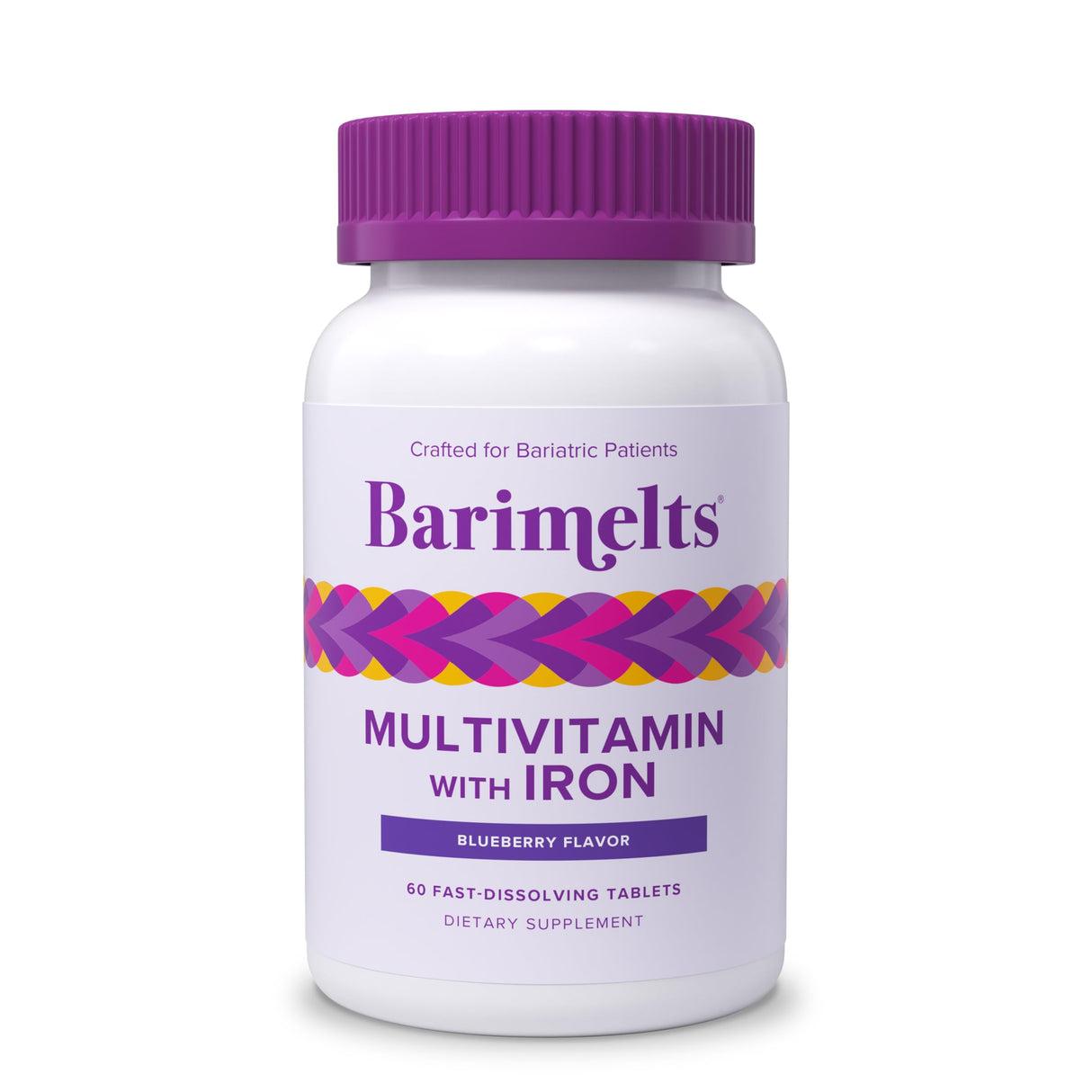 BariMelts Bariatric Multivitamin with Iron, 60 Fast-Dissolving Tablets (1-Month Supply), Sugar-Free Bariatric Vitamins for Women, Natural Blueberry Flavor