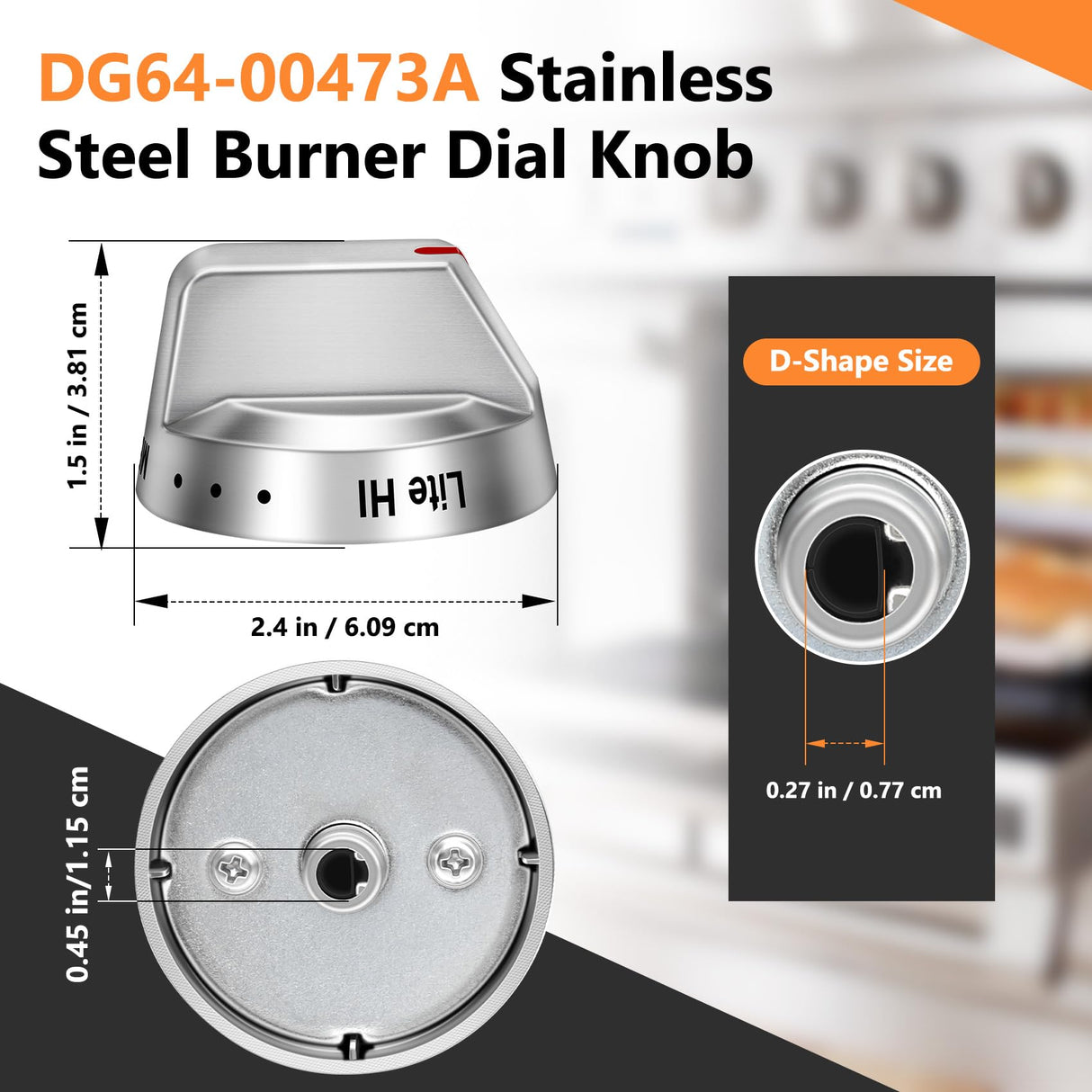 DG64-00473A Burner Control Dial Knob Range Oven Replacement Compatible with Samsung Gas Stove Knob NX58H5600SS NX58F5700WS NX58H5650WS NX58J7750SS NX58M6850SS (5pcs).